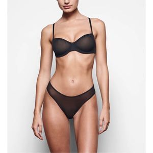 SKIMS Ultra Fine Mesh Strapless Bra Onyx Size 36B